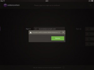 Codeanywhere iPad ログインエラー